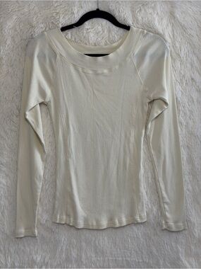 Matilda Jane Womens Long Sleeve Rib Knit Top Size L Cream Capsule Minimalist